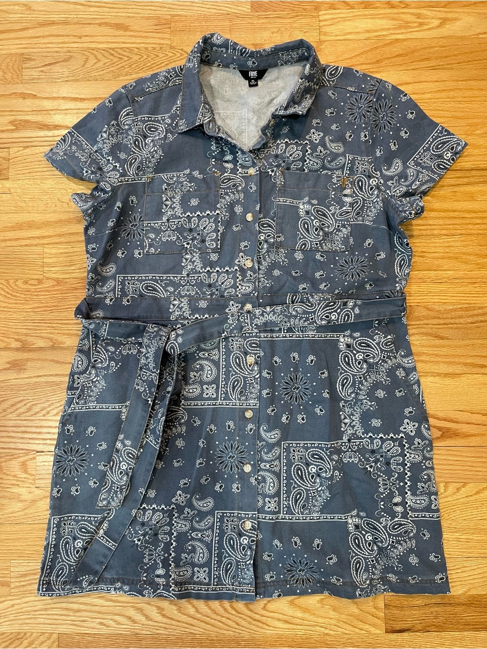 Frye Blue Bandana Print Shirt Dress